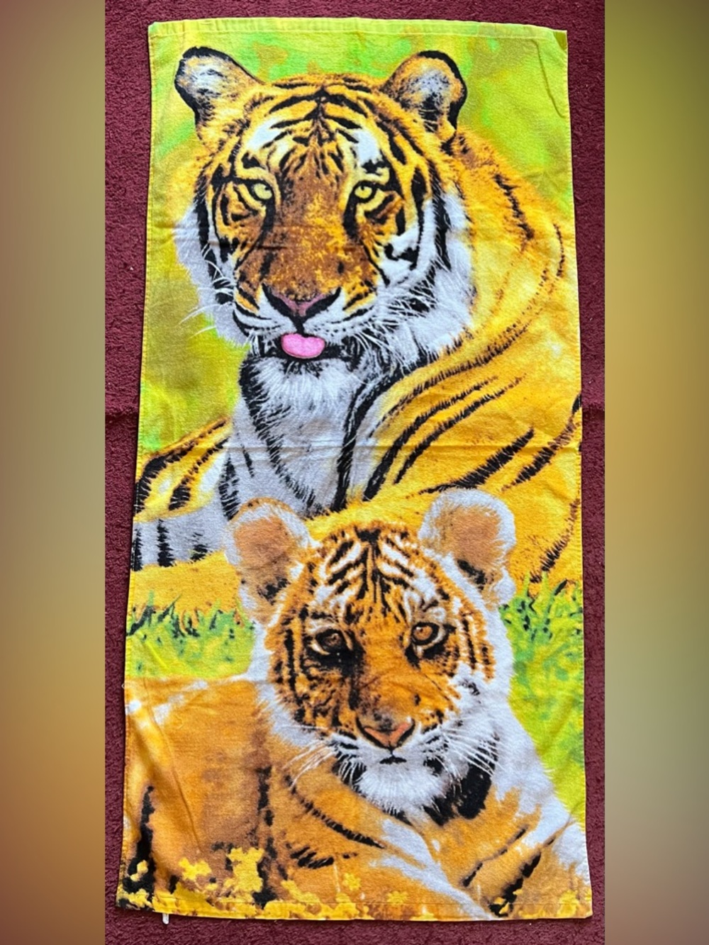 Mama Tiger and Cub Beach Towel
